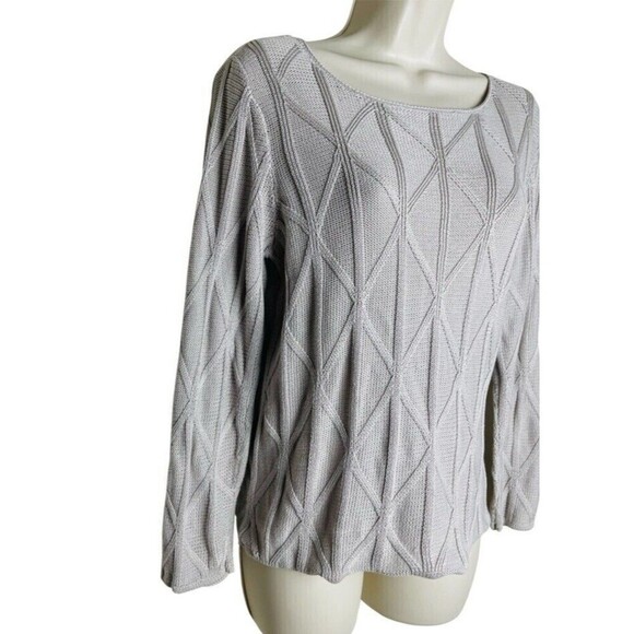 Spirit of the Andes Cable knit 100% Pima cotton Sweater Medium Square Neck Peru - Picture 4 of 13